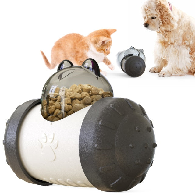 2021 - Dog Food Dispenser Toy - Non-Battery, Self Rotating Interactive with Wheels - pawleader - Black - pawleader